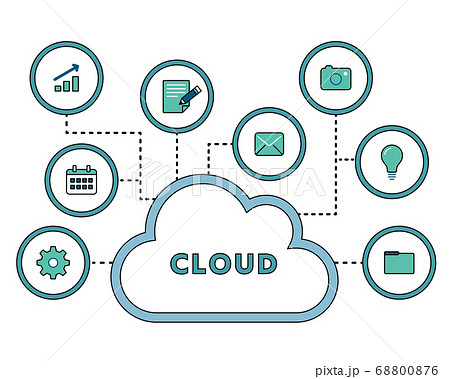 クラウドのイラスト ビジネス It Pc データ 共有 バックアップ かっこいい スタイリッシュのイラスト素材