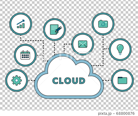 クラウドのイラスト ビジネス It Pc データ 共有 バックアップ かっこいい スタイリッシュのイラスト素材