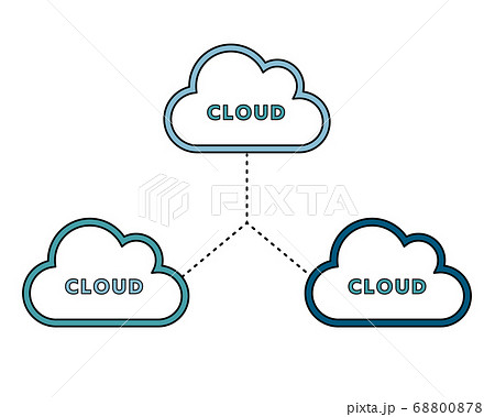 クラウドのイラスト ビジネス It Pc データ 共有 バックアップ かっこいい スタイリッシュのイラスト素材