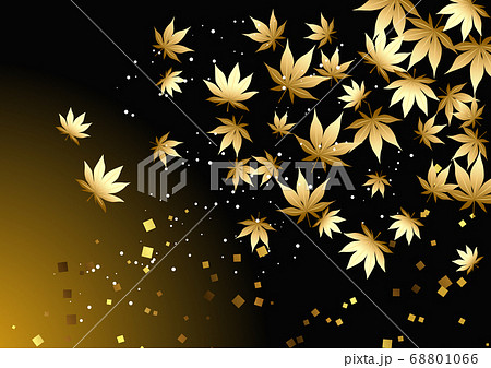 金粉混じりの紅葉背景・金ベクター配置調整可 68801066