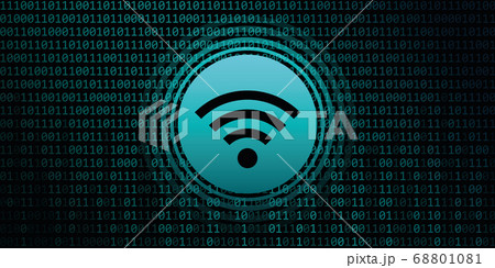 wifi digital banner with binary code background 68801081