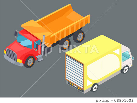 Two Colorful Lorry Trucks on Road Vector Image 68801603