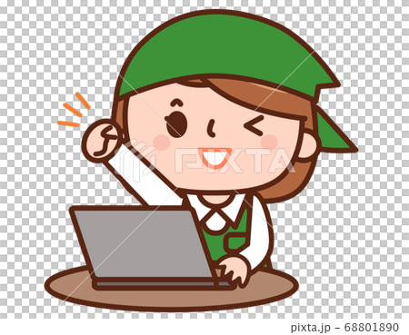 ガッツポーズとパソコン 68801890