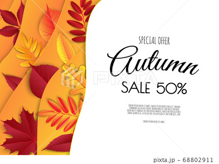 Autumn seasonal background frame with falling autumn leaves and room for text. Vector illustration 68802911