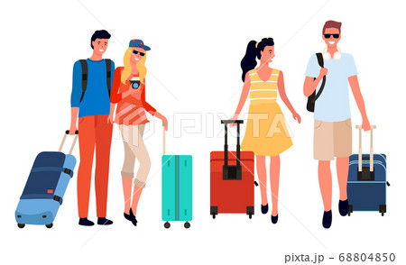 Friends Company Going on Vacation Together Vector Friends Company Going on Vacation Together Vector 68804850