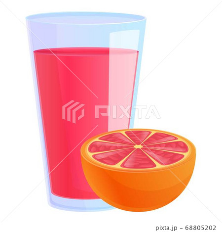 Grapefruit juice glass icon, cartoon style 68805202