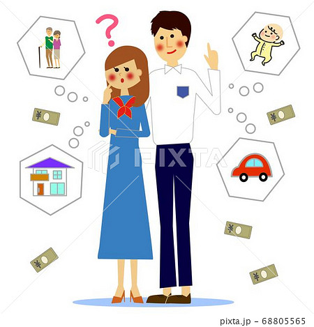 将来の資金について考える夫婦3 68805565