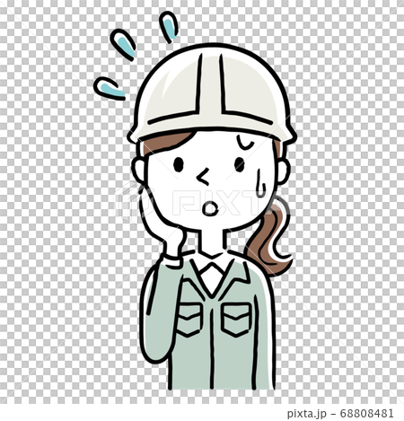 Stock illustration: a young woman wearing work clothes, a troubled expression Stock illustration: a young woman wearing work clothes, a troubled expression 68808481