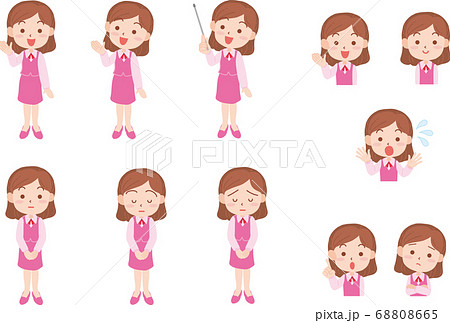 いろいろなポーズの会社員女性 68808665