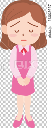 制服姿の女性_全身_申し訳なさそうな顔 68808667
