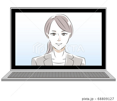 リモートワーク Web面接イラストのイラスト素材