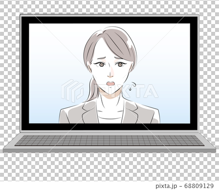 Remote work web interview illustration 68809129