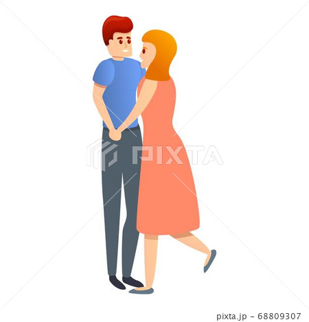 Affection adult couple icon, cartoon style 68809307