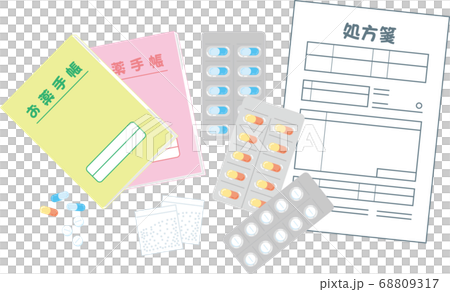 薬と処方箋とお薬手帳 68809317