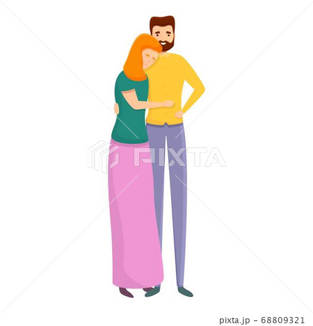 Happy hug couple icon, cartoon style 68809321