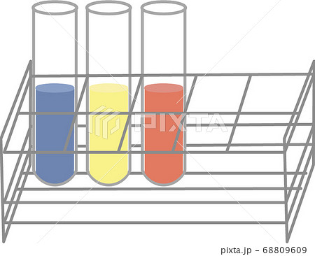 カラフルな溶液の入った試験管と試験管立て 68809609