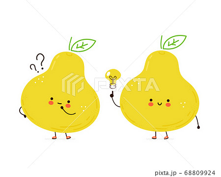 Cute happy pear fruit character Cute happy pear fruit character 68809924