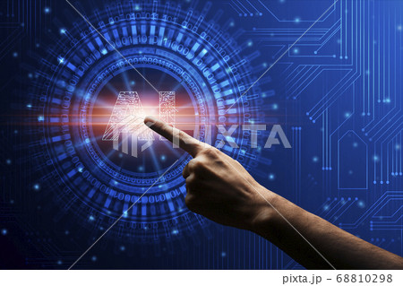 Techno illustration of artificial intelligence in daily life 68810298