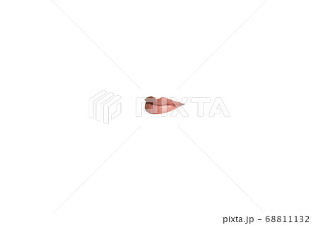 Close-up view of female mouth wearing lipstick isolated on white studio background 68811132