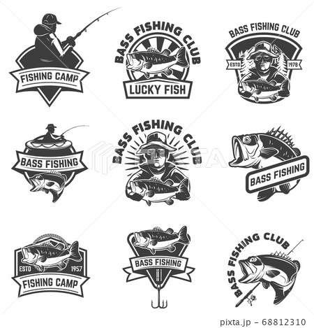 Set of bass fishing emblem templates isolated on 68812310
