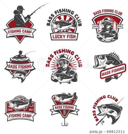 Set of bass fishing emblem templates isolated on 68812311
