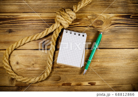 Deadly loop of rope and suicide note Deadly loop of rope and suicide note 68812866