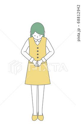 おじぎする女性_主線あり おじぎする女性_主線あり 68812942