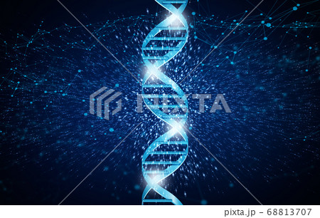 Genetics research concept. Luminous DNA helix structure over blue background, illustration Genetics research concept. Luminous DNA helix structure over blue background, illustration 68813707