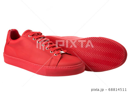 red fashionable men's sports shoes, a pair of red fashionable men's sports shoes, a pair of 68814511