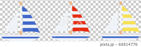 イラスト素材 ヨット 船 乗り物 帆船 夏 かわいい ベクターのイラスト素材