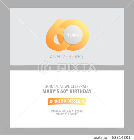 60 years anniversary invitation card vector illustration. Design template element 68814801