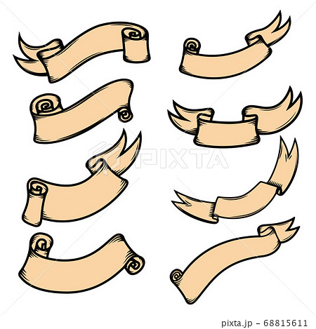 Set of hand drawn ribbons isolated on white Set of hand drawn ribbons isolated on white 68815611
