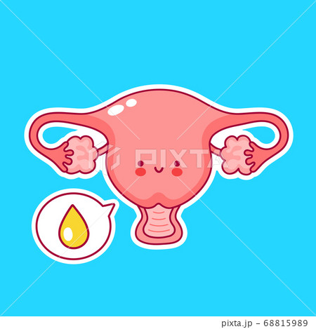 Cute happy funny woman uterus organ Cute happy funny woman uterus organ 68815989