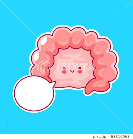 Cute happy human intestine organ and speech bubble 68816063