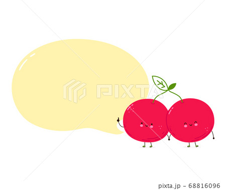 Cute happy cherry couple with speech bubble 68816096