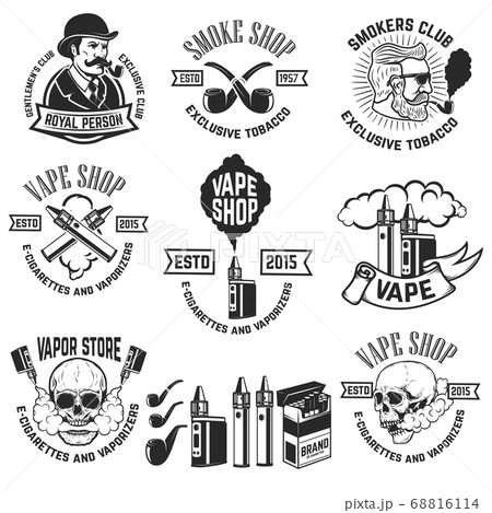 Set of vape shop emblem templates. Smoke shop. Set of vape shop emblem templates. Smoke shop. 68816114