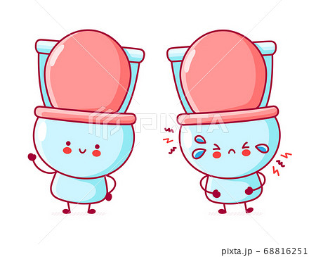 Cute happy and sad funny toilet Cute happy and sad funny toilet 68816251
