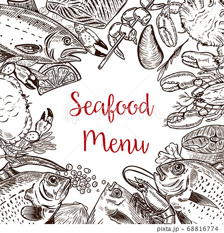 Seafood fresh menu template. Fish, crab, shrimp, Seafood fresh menu template. Fish, crab, shrimp, 68816774