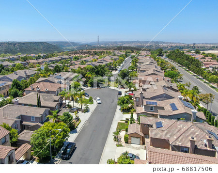 Aerial view of Torrey Santa Fe, middle class subdivision neighborhood with residential villas  68817506
