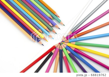 Colored pencils for drawing on a white background. Colored pencils for drawing on a white background. 68819762