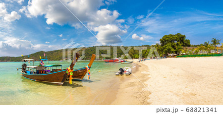 Traditional thai boat on Phi Phi Don 68821341