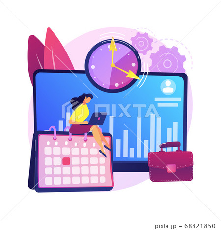 Time and attendance tracking system abstract concept vector illustration. 68821850