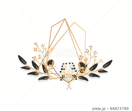 Golden floral frame tropical banner closeup vector Golden floral frame tropical banner closeup vector 68823780