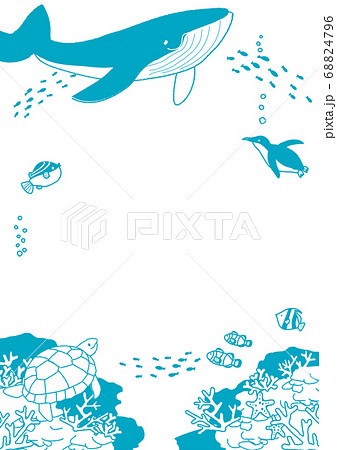 海底の魚たち 背景イラストのイラスト素材