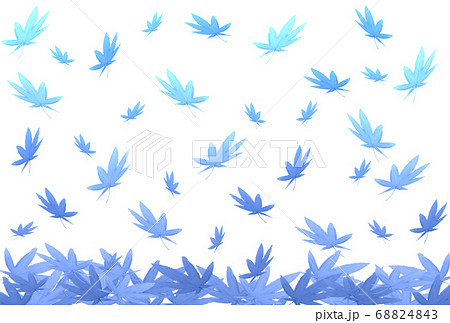 水彩もみじ背景（青色） 68824843