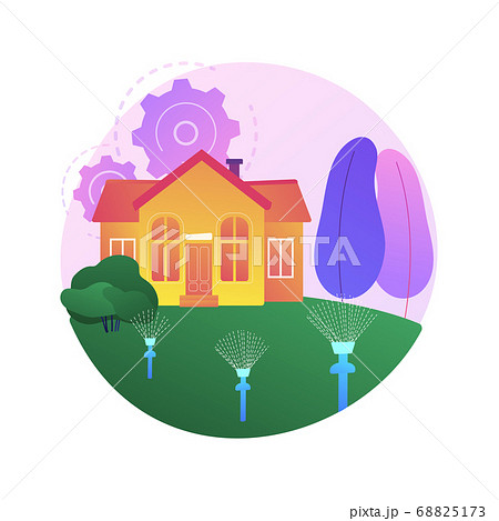 Lawn watering system abstract concept vector illustration. 68825173