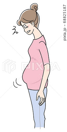 下腹のたるみにショックを受ける女性のイラスト素材