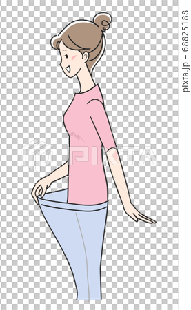 A woman who succeeded in dieting and her pants became dull 68825188