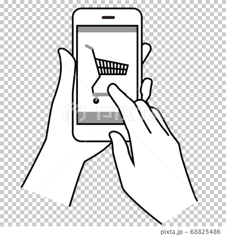 スマートフォンを操作しているイラスト ネットショッピング のイラスト素材