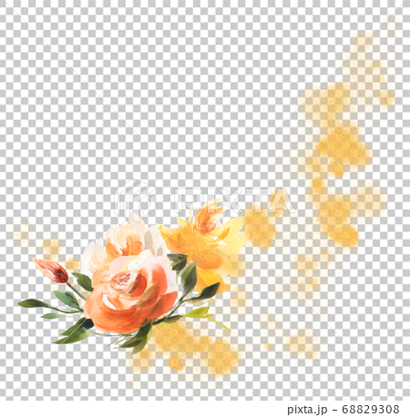 優雅美麗的無縫橙花花卉背景水彩圖案 插圖素材 6308 圖庫